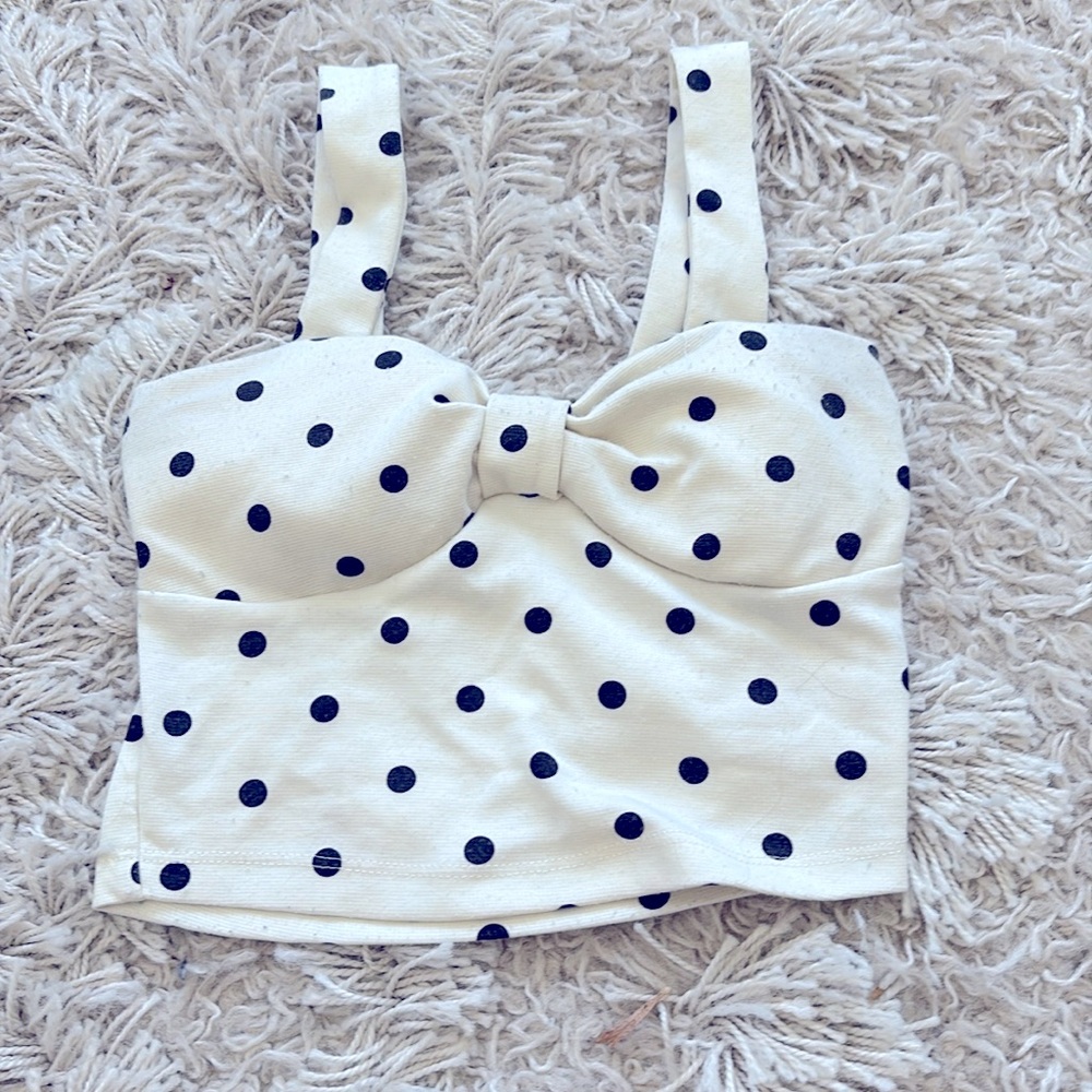 Charlotte Rue Small black and white polka dot mini crop top